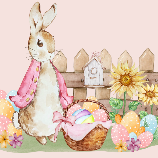 Peter Kanin med en kurv med påskeæg